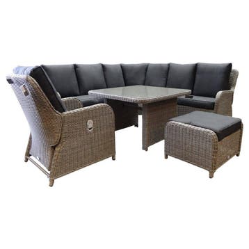 Bilbao hoek dining loungeset 6 delig grijs, Tuin en Terras, Ophalen of Verzenden, Nieuw, Wicker