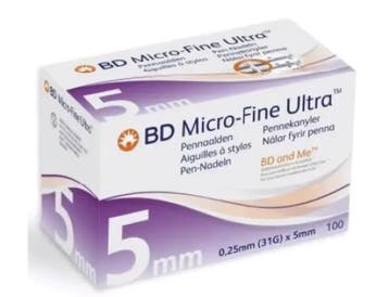 BD Micro-fine ultra pennaald 31 G, 0,25 x 5 mm - 100 stuks, Diversen, Verzenden, Nieuw