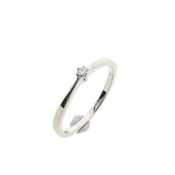 Witgouden solitair ring met diamant 0,025 ct; 14 karaat;..., Sieraden, Tassen en Uiterlijk, Gebruikt, Ophalen of Verzenden, Kleiner dan 17