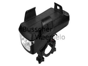 Fiets voorlamp - met claxon - smartphone houder - 3 standen, Batterij, Voorlicht, Nieuw, Ophalen of Verzenden
