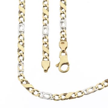 Bicolor gouden Figaro schakelketting, Ophalen of Verzenden, Gebruikt, Goud, Goud