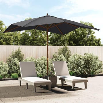 vidaXL Parasol met houten paal 300x300x273 cm zwart, Verzenden, Nieuw, 3 tot 4 meter