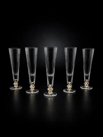 Santi Murano - Champagneglas (5) - Gouden knoop -