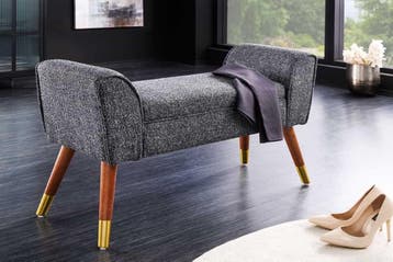 Retro Bank SCARLETT 90cm antraciet bouclé met armleuningen -, Ophalen of Verzenden, Nieuw