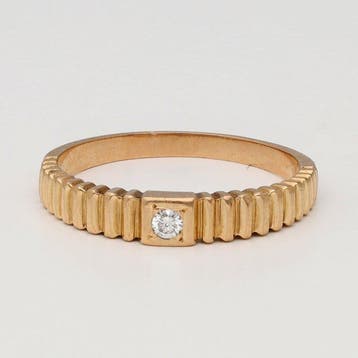 Zonder minimumprijs - Ring - 14 karaat Geel goud - 0.05ct., Nieuw