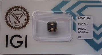 1 pcs Diamant (Natuurlijk) - 2.08 ct - Carré - SI1 -, Nieuw