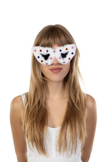 KIMU® Hartjes Bont Zonnebril Wit Montuur Steentjes Kunststof, Ophalen of Verzenden, Nieuw, Feestartikel, Carnaval