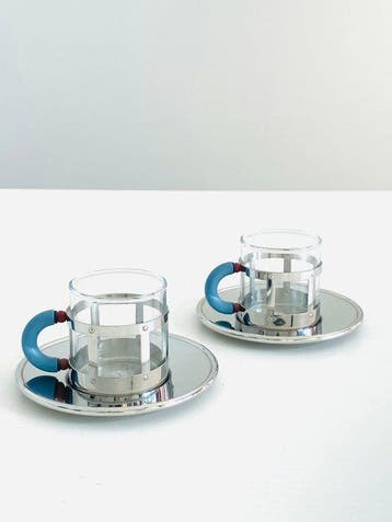 Alessi - Michael Graves - Koffieservies (2) - Staal, Glas,