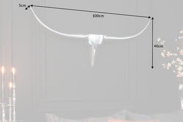 Modern design wanddecoratie BULL L 100cm zilver aluminium, Ophalen of Verzenden, Nieuw