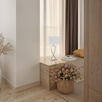 Tafellamp Avina, modern design, 60W - nikkelkleurig, Verzenden, Nieuw