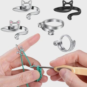 Verstelbare Brei- en Haakgaren Ring met Kattenoor Design (2, Verzenden, Nieuw