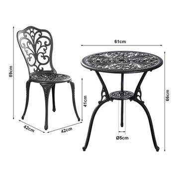 Bistroset Lupsam tuinset 3-delig donkergrijs met groene pati, Verzenden, Nieuw