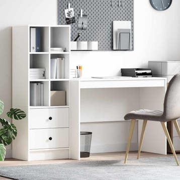 vidaXL Bureau met lade 2 pcs Wit, Verzenden, Nieuw