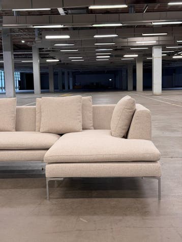 BB Italia Charles Hoekbank | Greige | NIEUWSTAAT + Garantie, Huis en Inrichting, Banken | Bankstellen, 250 tot 300 cm, Ophalen of Verzenden