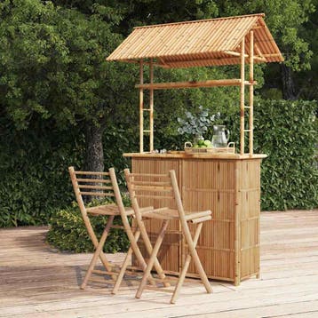 vidaXL 3-delige Barset bamboe, Verzenden, Nieuw, Hout