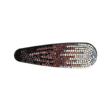 Haarspeld Klikklak 8cm - Glitter Steentjes - Bruin Zilver, Nieuw
