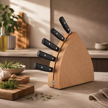 Yaxell Zen Messenset – 6-delig – Beukenhouten Messenblok, Ophalen of Verzenden, Nieuw, Hout, Bestekset