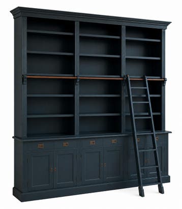 Boekenkast zwartgroen met trap Reeuwijk 260 x 260cm, Huis en Inrichting, Kasten | Boekenkasten, Ophalen of Verzenden, Nieuw