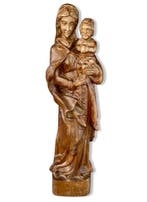 sculptuur, Madonna met kind - 57 cm - Hout, Antiek en Kunst