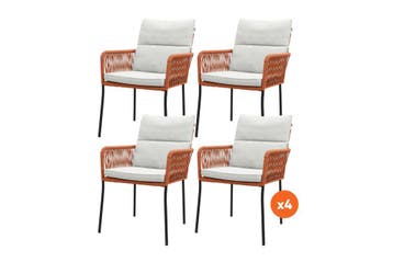 Set van 4 - Teresa dining tuinstoel Rope - Terra, Verzenden, Nieuw, Overige materialen
