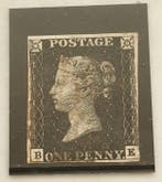 Groot-Brittannië 1840/1840 - Een Zwarte Penny Mi.Nr. 1, Postzegels en Munten, Gestempeld