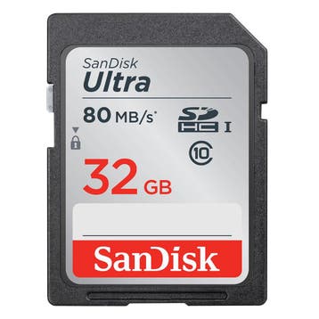 SanDisk Ultra SD Kaart 32GB 80MB/s met garantie, Audio, Tv en Foto, Ophalen of Verzenden, Gebruikt