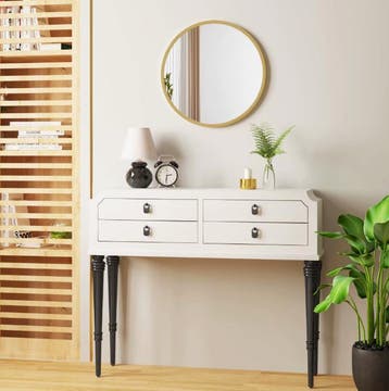 Moderne Ronde Spiegel met Metalen Frame - Goud / Zwart Frame, Verzenden, Rond, Nieuw, Minder dan 100 cm