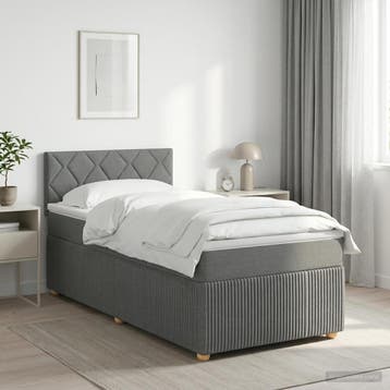vidaXL Boxspringbed met matras Donkergrijs 90 x 190 cm Stof, Verzenden, Nieuw, Eenpersoons