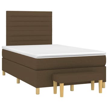 vidaXL Boxspring met matras stof donkerbruin 120x190 cm, Huis en Inrichting, Slaapkamer | Bedden, Bruin, Verzenden, Nieuw, 190 cm of minder