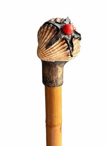 Rare Antique Nautical Walking Cane – .900 Silver, Natural
