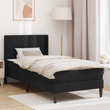vidaXL Bedframe met matras Zwart 90 x 190 cm fluweel, Eenpersoons, Verzenden, Zwart, Nieuw