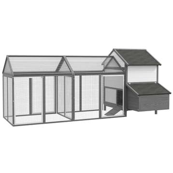Houten Kippenhok Met Broedkast, Helling, Dubbele Ren, Grijs, Verzenden, Nieuw