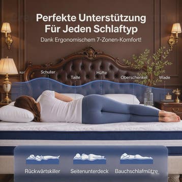 7-Zone Pocket Spring Hybride Matras 25cm Dik - Ademend & Bew, Huis en Inrichting, Verzenden, Nieuw