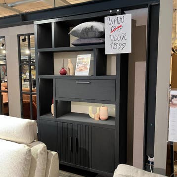 Pavie Bergkast 2 Deur 1 Klep 6 Open Vak 125cm Castle Black -, Huis en Inrichting, Kasten | Buffetkasten, Ophalen of Verzenden