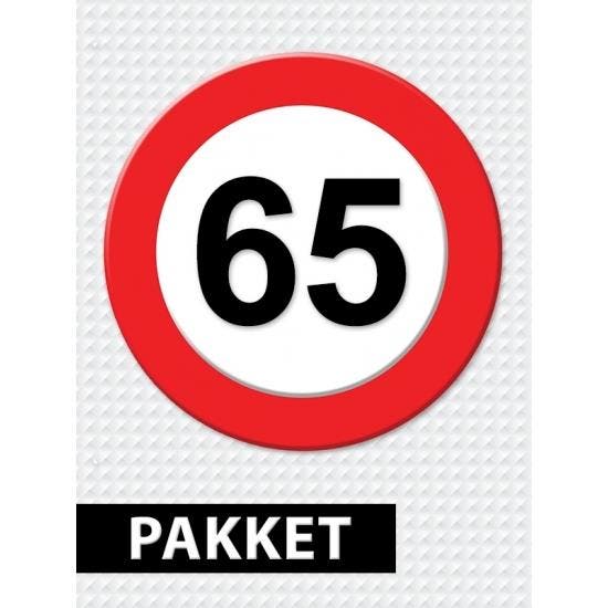 Verkeersbord  65 jaar versiering pakket - 65 jaar versiering, Hobby en Vrije tijd, Feestartikelen, Ophalen of Verzenden