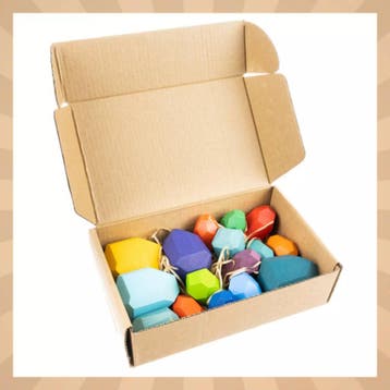 Kruzzel Houten stapelstenen set – 16 kleurrijke blokken v., Ophalen of Verzenden, Nieuw