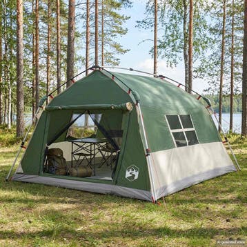 vidaXL Instant Tent Water-resistant 4-persoons Groen, Verzenden, Nieuw, Tot en met 2