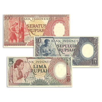 Indonesië Ambachtslieden set | 5, 10 & 100 Rupiah UNC, Verzenden
