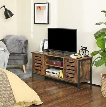 Lowboard TV-Kast Industrieel – 2 Kastjes en 2 Planken, Huis en Inrichting, Kasten | Televisiemeubels, Verzenden, Nieuw, Overige houtsoorten
