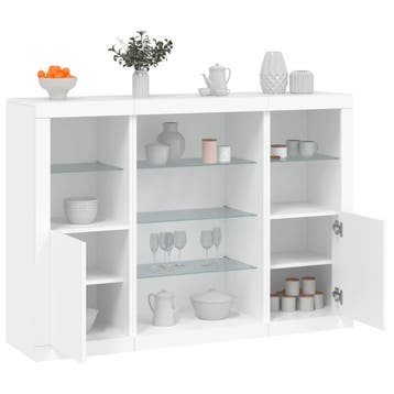 vidaXL Dressoirs met LED-verlichting 3 st bewerkt hout wit, Verzenden, Nieuw, Overige houtsoorten, Minder dan 50 cm