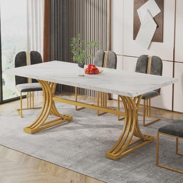 Moderne Marmerlook Eettafel voor 4-6 Personen - Stijlvol Wit, Verzenden, Nieuw