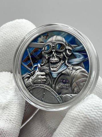 Ghana. 5 Cedis 2024 – Memento Mori: Pilot – 1 oz Silver coin