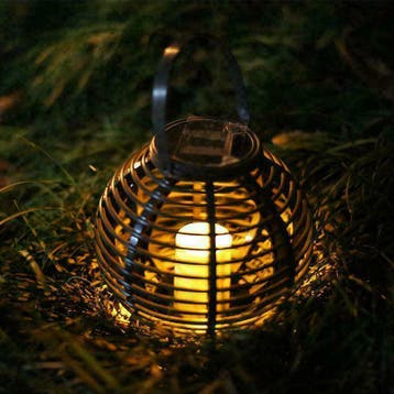 Solar LED Lantaarn Basket Medium Rotanlook, Tuin en Terras, Kunststof, Verzenden, Minder dan 50 watt, Staande lamp