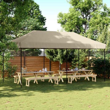 vidaXL Partytent 292 x 580 x 315 cm Taupe Oxford Stof, Verzenden, Nieuw, Partytent