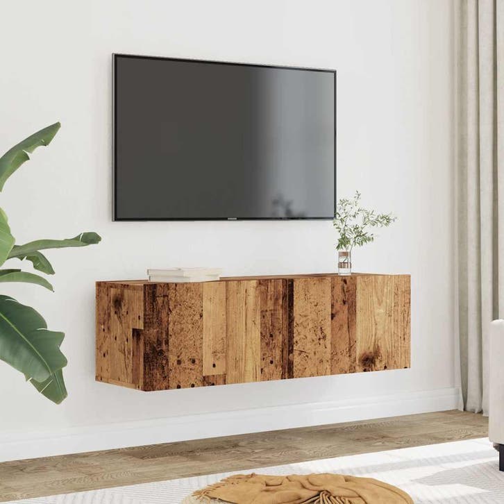 vidaXL Tv-meubels 2 st wandgemonteerd 100x30x30 cm oud, Huis en Inrichting, Kasten | Televisiemeubels, Nieuw, Overige houtsoorten