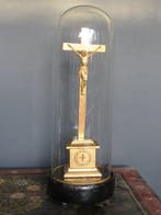 Crucifix - Hout, Glas - 1920-1930 - 43 cm