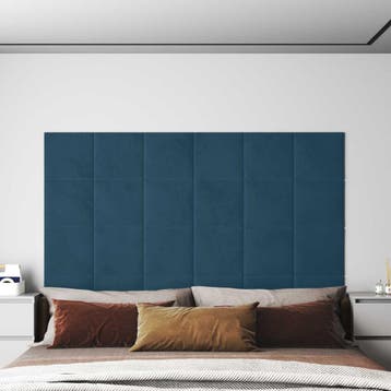 vidaXL Wandhoofdbord 12 st Blauw Fluweel, Verzenden, Nieuw, Blauw, Stof
