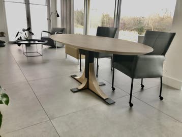 220x110cm - 240x120cm - 300x120cm Model Frjemd ovaale tafels, 100 tot 150 cm, Vijf personen of meer, Eikenhout, Ovaal
