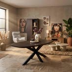 Deens ovale eettafel Madison Bruin Poot Zwart Mangohout 240, Ophalen of Verzenden, Nieuw