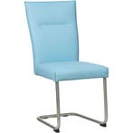 Set van 6 Leren eetkamerstoelen Retro - Toledo Sky Blue, Huis en Inrichting, Ophalen of Verzenden, Nieuw, Leer
